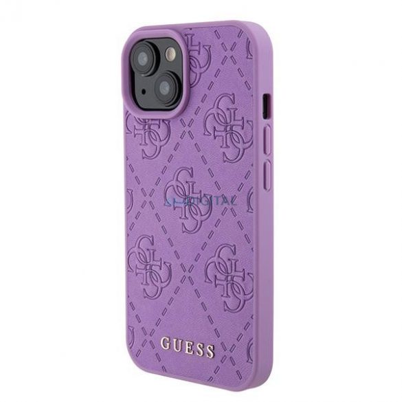 Guess GUHCP15SP4EPMU iPhone 15 6.1" mov/violet deschis Husă rigidă Piele 4G Ștampilată