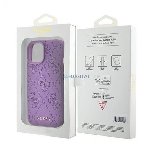 Guess GUHCP15SP4EPMU iPhone 15 6.1" mov/violet deschis Husă rigidă Piele 4G Ștampilată