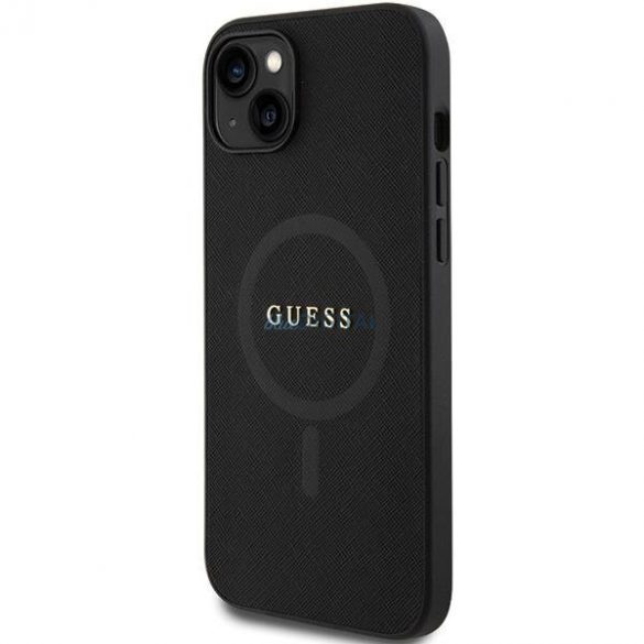 Guess GUHMP15SPSAHMCK iPhone 15 6.1" negru/negru hardcase Saffiano MagSafe