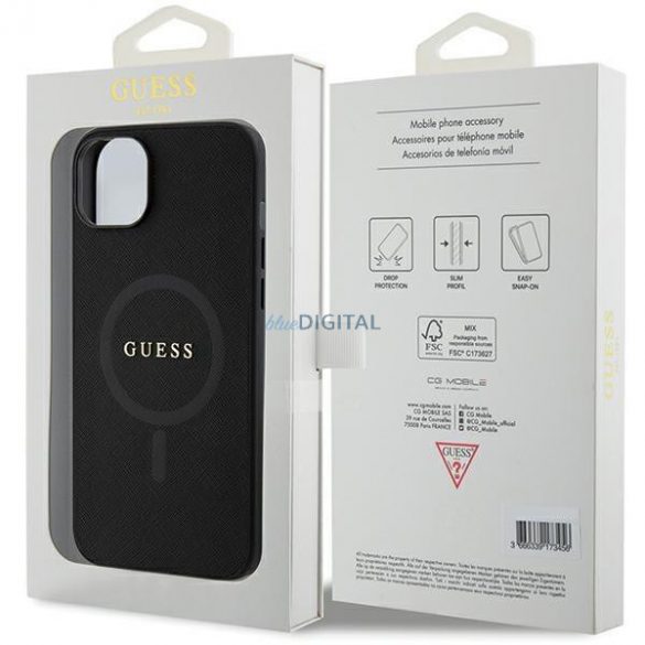 Guess GUHMP15SPSAHMCK iPhone 15 6.1" negru/negru hardcase Saffiano MagSafe