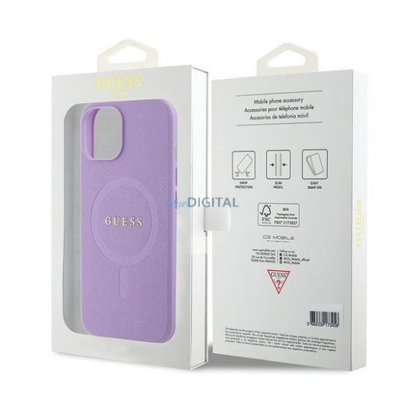 Guess GUHMP15SPSAHMCU iPhone 15 6.1" mov/violet hardcase Saffiano MagSafe