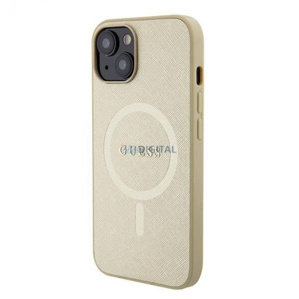 Guess GUHMP15SPSAHMCB iPhone 15 6.1" auriu/auriu husă rigidă Saffiano MagSafe