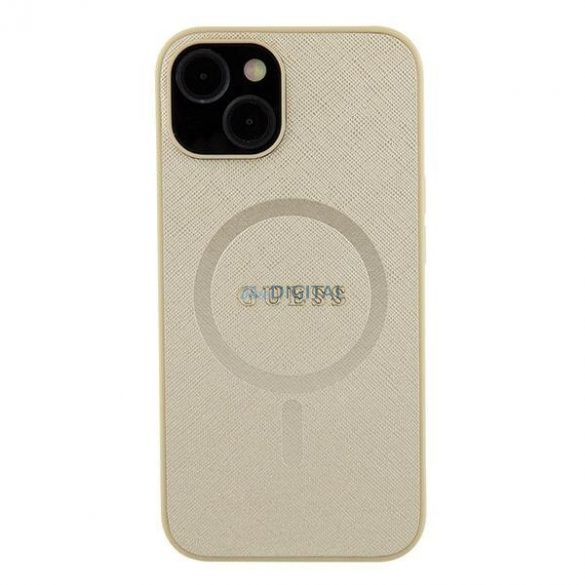 Guess GUHMP15SPSAHMCB iPhone 15 6.1" auriu/auriu husă rigidă Saffiano MagSafe