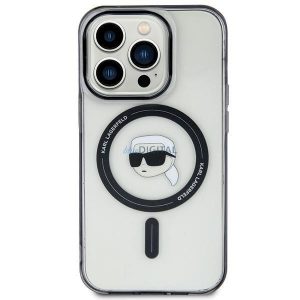 Karl Lagerfeld KLHMP15SHKHNOTK Carcasă rigidă transparentă pentru iPhone 15 de 6,1 inchi IML Karl's Head MagSafe