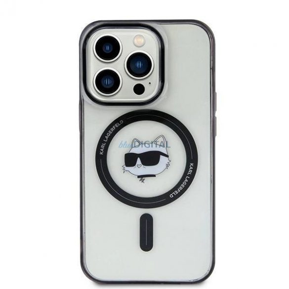 Karl Lagerfeld KLHMP15SHCHNOTK Husă rigidă transparentă pentru iPhone 15 de 6,1 inchi IML Choupette's Head MagSafe