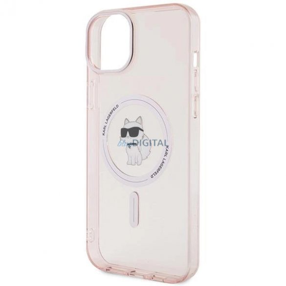 Husa Karl Lagerfeld IML Choupette MagSafe pentru iPhone 15 Plus - roz