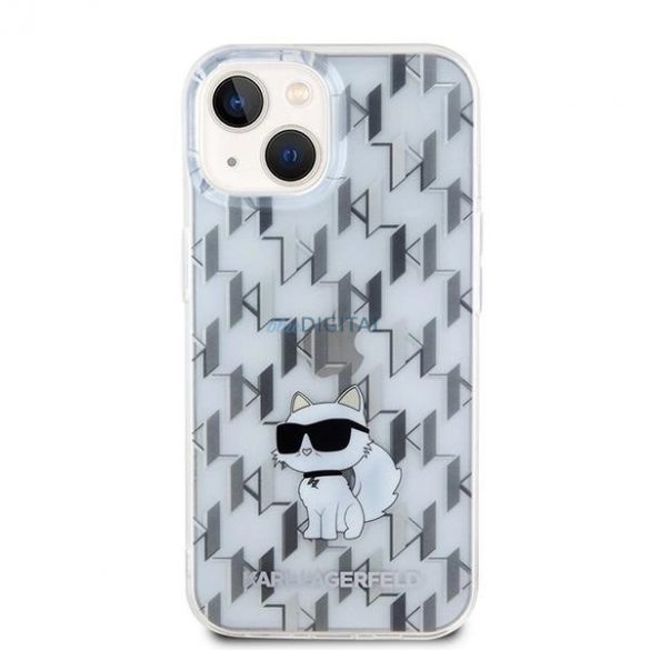 Husa Karl Lagerfeld Monogram Choupette pentru iPhone 15 - transparenta