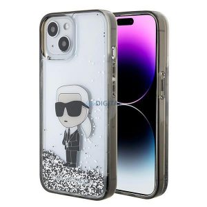 Karl Lagerfeld KLHCP15SLKKNSK iPhone 15 6.1"Husătare transparentă Liquid Glitter Ikonik