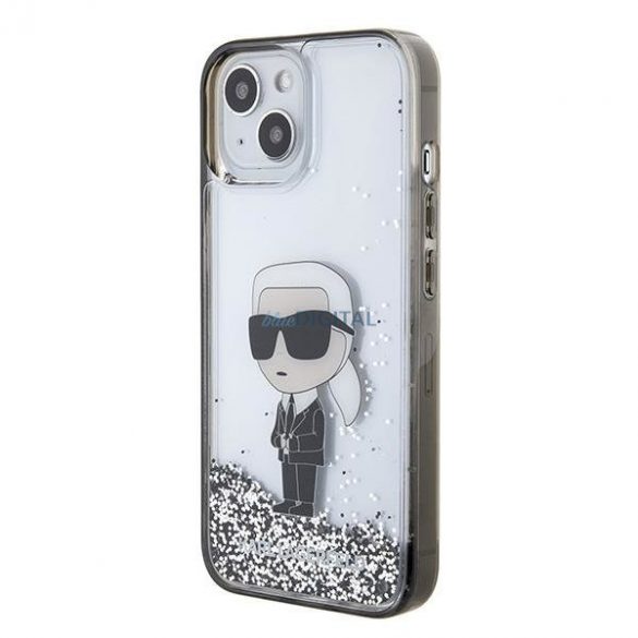 Karl Lagerfeld KLHCP15SLKKNSK iPhone 15 6.1"Husătare transparentă Liquid Glitter Ikonik