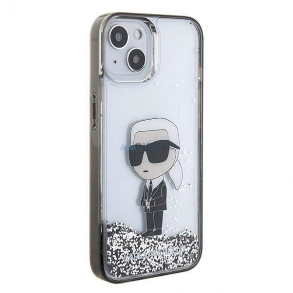 Karl Lagerfeld KLHCP15SLKKNSK iPhone 15 6.1"Husătare transparentă Liquid Glitter Ikonik