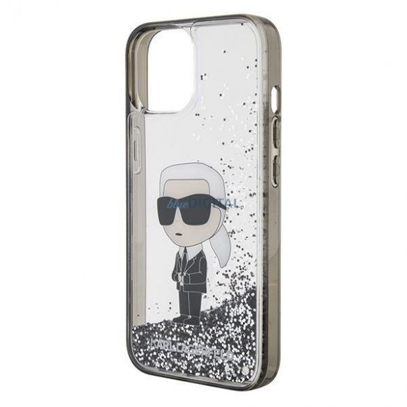 Karl Lagerfeld KLHCP15SLKKNSK iPhone 15 6.1"Husătare transparentă Liquid Glitter Ikonik