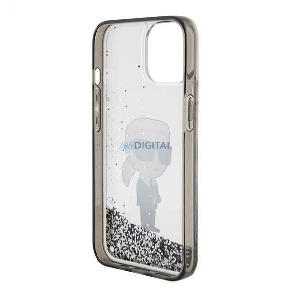 Karl Lagerfeld KLHCP15SLKKNSK iPhone 15 6.1"Husătare transparentă Liquid Glitter Ikonik