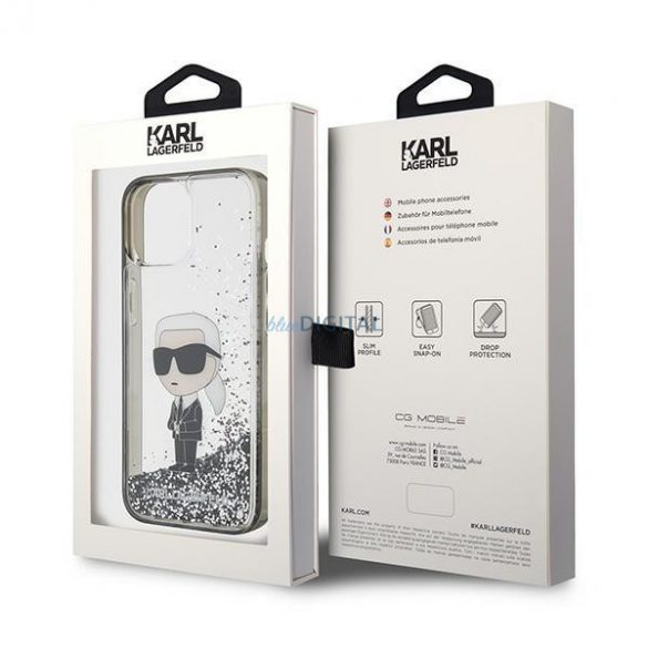 Karl Lagerfeld KLHCP15SLKKNSK iPhone 15 6.1"Husătare transparentă Liquid Glitter Ikonik