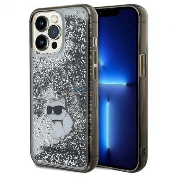 Husa Karl Lagerfeld Liquid Glitter Choupette pentru iPhone 13 Pro / 13 - transparenta