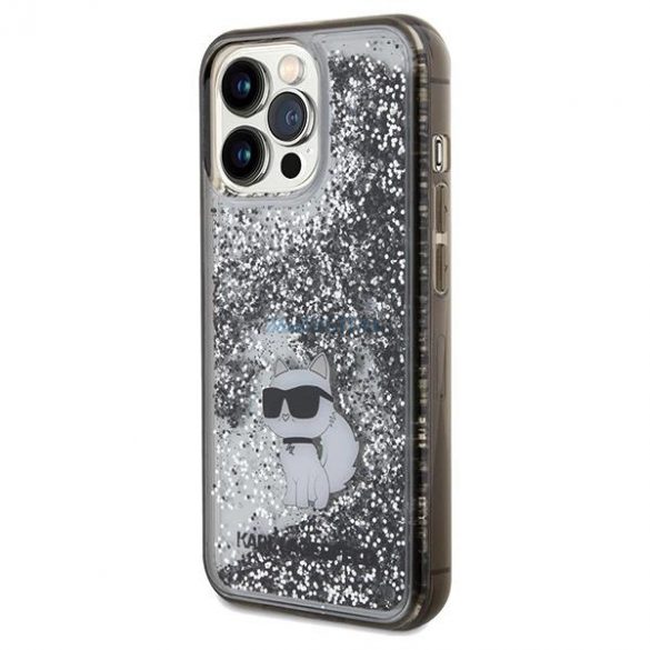 Husa Karl Lagerfeld Liquid Glitter Choupette pentru iPhone 13 Pro / 13 - transparenta