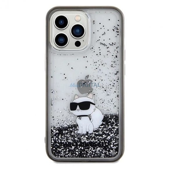 Husa Karl Lagerfeld Liquid Glitter Choupette pentru iPhone 13 Pro / 13 - transparenta