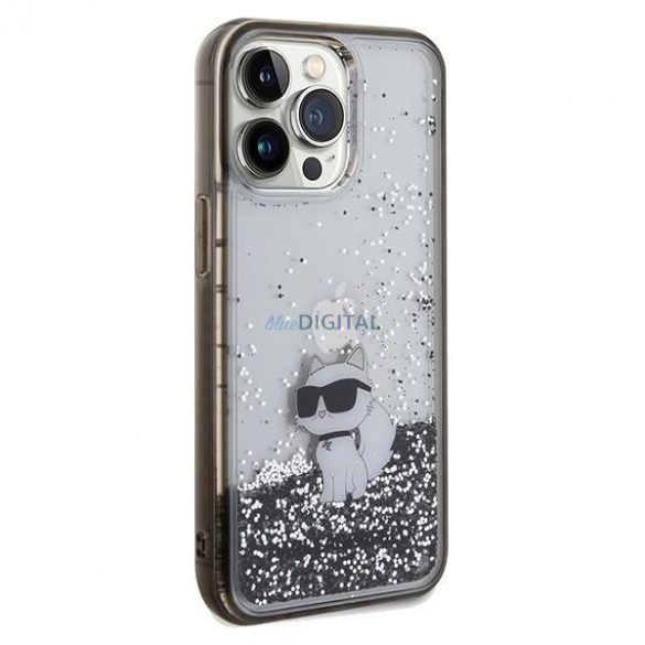 Husa Karl Lagerfeld Liquid Glitter Choupette pentru iPhone 13 Pro / 13 - transparenta