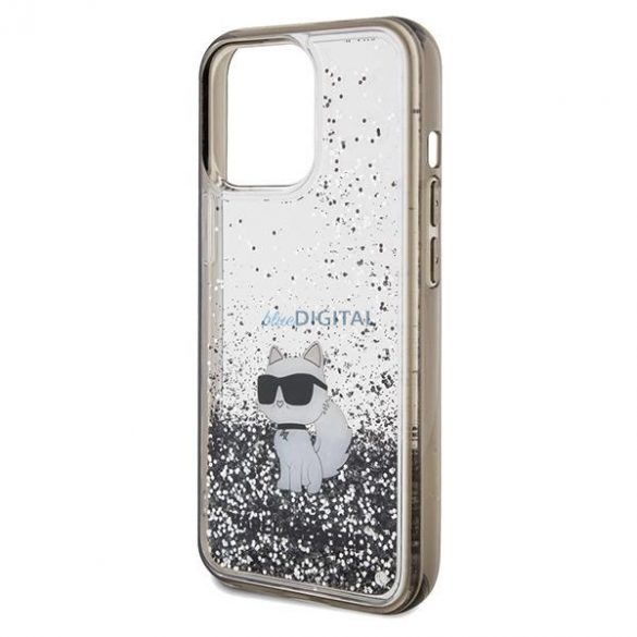 Husa Karl Lagerfeld Liquid Glitter Choupette pentru iPhone 13 Pro / 13 - transparenta