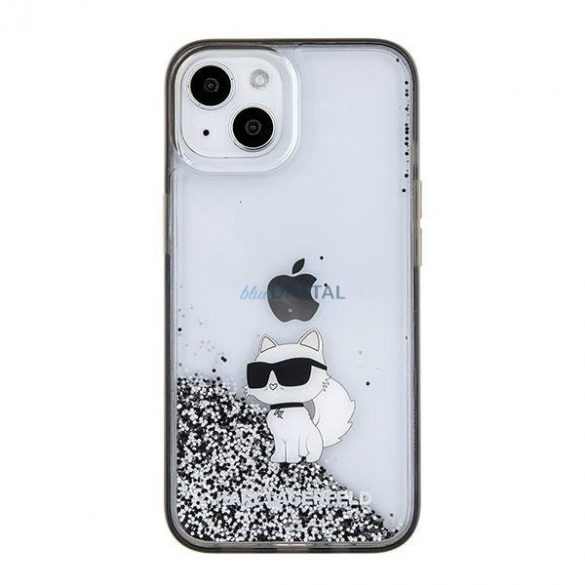 Karl Lagerfeld KLHCP15SLKCNSK Husă rigidă transparentă pentru iPhone 15 de 6,1 inchi Liquid Glitter Choupette