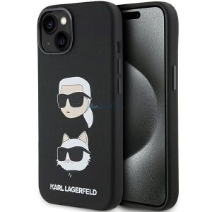 Husa Karl Lagerfeld din silicon Karl&Chouppete Head pentru iPhone 15 Plus / 14 Plus - neagra