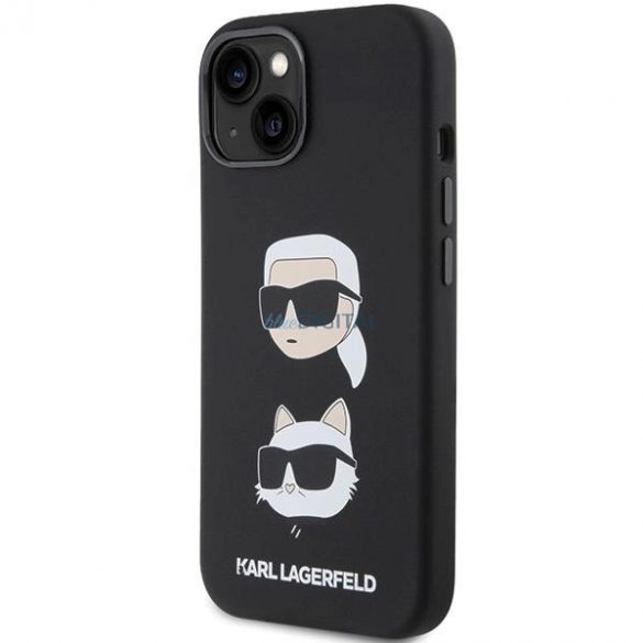 Husa Karl Lagerfeld din silicon Karl&Chouppete Head pentru iPhone 15 Plus / 14 Plus - neagra