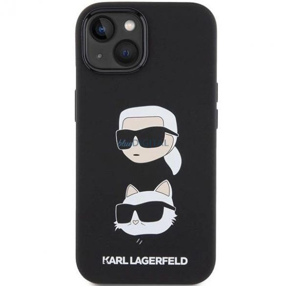 Husa Karl Lagerfeld din silicon Karl&Chouppete Head pentru iPhone 15 Plus / 14 Plus - neagra