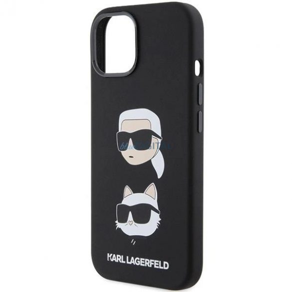 Husa Karl Lagerfeld din silicon Karl&Chouppete Head pentru iPhone 15 Plus / 14 Plus - neagra