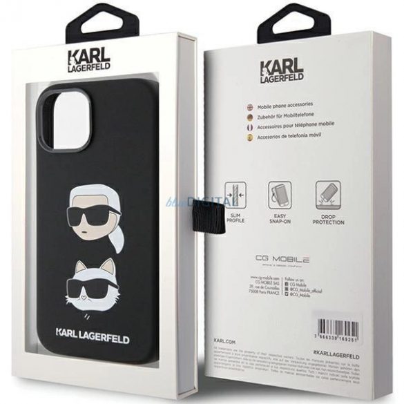 Husa Karl Lagerfeld din silicon Karl&Chouppete Head pentru iPhone 15 Plus / 14 Plus - neagra