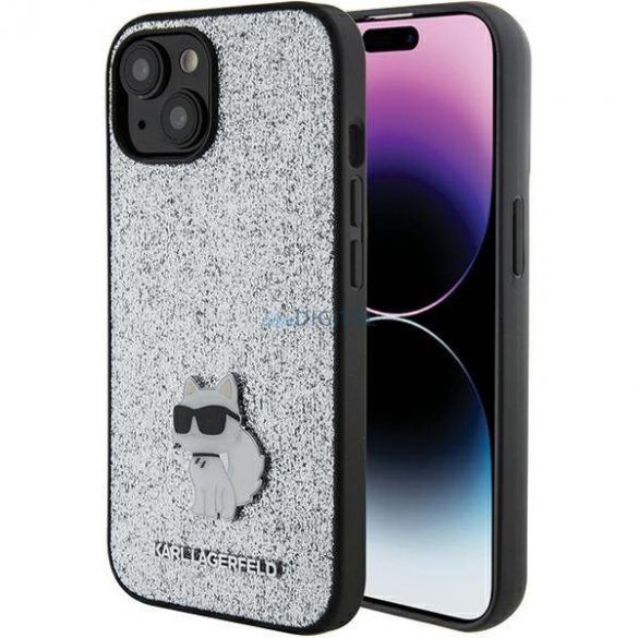 Karl Lagerfeld KLHCP15SGCNPSG iPhone 15 6.1" srebrny/argintiu Hardcase Fixed Glitter Choupette Logo Pin Metal Pin