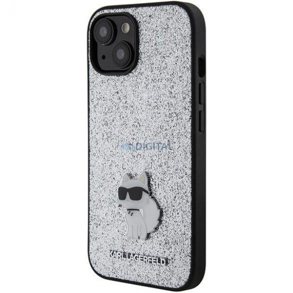 Karl Lagerfeld KLHCP15SGCNPSG iPhone 15 6.1" srebrny/argintiu Hardcase Fixed Glitter Choupette Logo Pin Metal Pin