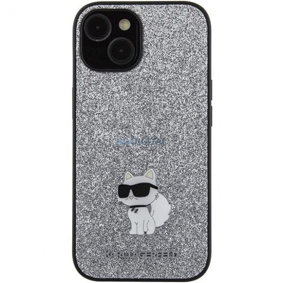 Karl Lagerfeld KLHCP15SGCNPSG iPhone 15 6.1" srebrny/argintiu Hardcase Fixed Glitter Choupette Logo Pin Metal Pin