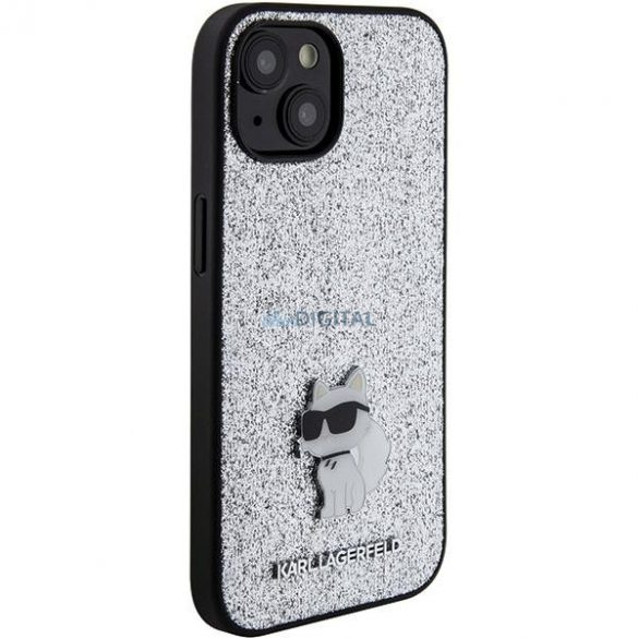 Karl Lagerfeld KLHCP15SGCNPSG iPhone 15 6.1" srebrny/argintiu Hardcase Fixed Glitter Choupette Logo Pin Metal Pin