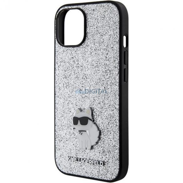 Karl Lagerfeld KLHCP15SGCNPSG iPhone 15 6.1" srebrny/argintiu Hardcase Fixed Glitter Choupette Logo Pin Metal Pin