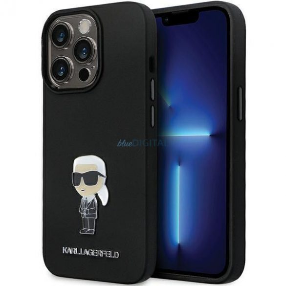 Husa Karl Lagerfeld KLHCP13LSMHKNPK pentru iPhone 13 Pro / 13 - negru Silicon Ikonik Metal Pin