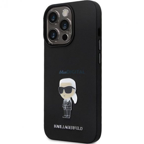 Husa Karl Lagerfeld KLHCP13LSMHKNPK pentru iPhone 13 Pro / 13 - negru Silicon Ikonik Metal Pin