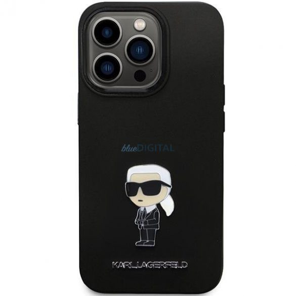 Husa Karl Lagerfeld KLHCP13LSMHKNPK pentru iPhone 13 Pro / 13 - negru Silicon Ikonik Metal Pin