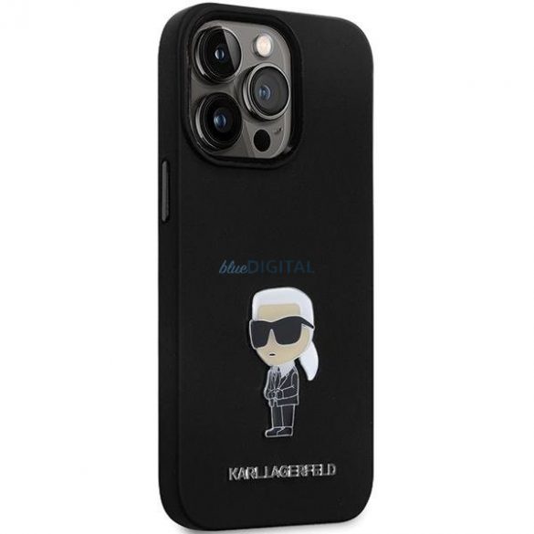 Husa Karl Lagerfeld KLHCP13LSMHKNPK pentru iPhone 13 Pro / 13 - negru Silicon Ikonik Metal Pin