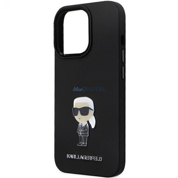 Husa Karl Lagerfeld KLHCP13LSMHKNPK pentru iPhone 13 Pro / 13 - negru Silicon Ikonik Metal Pin