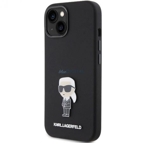 Husa Karl Lagerfeld Silicon Ikonik Metal Pin pentru iPhone 15 Plus / 14 Plus - neagra