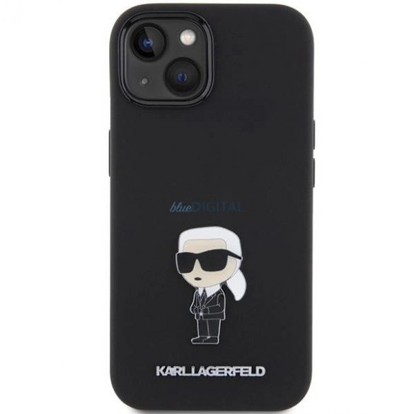 Husa Karl Lagerfeld Silicon Ikonik Metal Pin pentru iPhone 15 Plus / 14 Plus - neagra