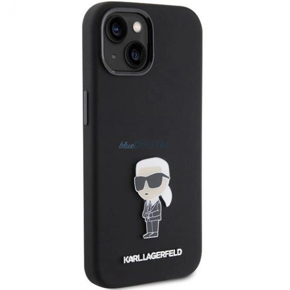 Husa Karl Lagerfeld Silicon Ikonik Metal Pin pentru iPhone 15 Plus / 14 Plus - neagra