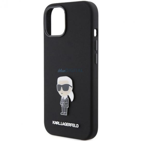 Husa Karl Lagerfeld Silicon Ikonik Metal Pin pentru iPhone 15 Plus / 14 Plus - neagra