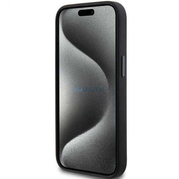 Husa Karl Lagerfeld Silicon Choupette Metal Pin pentru iPhone 15 - neagra