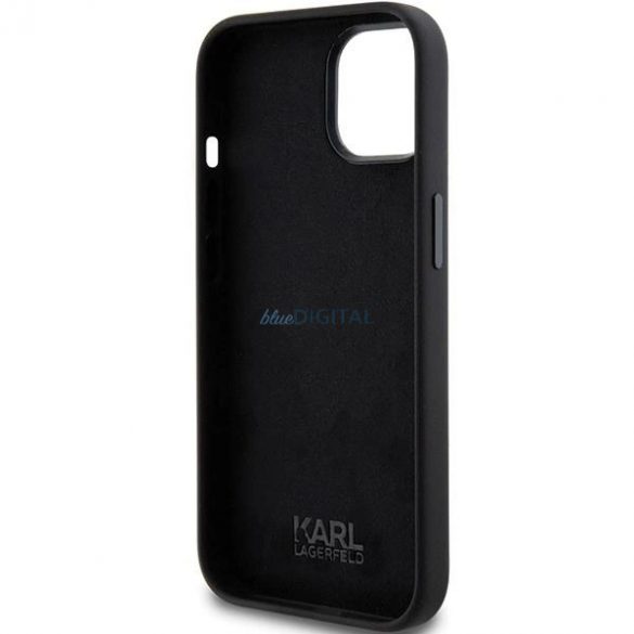 Husa Karl Lagerfeld Silicon Choupette Metal Pin pentru iPhone 15 - neagra