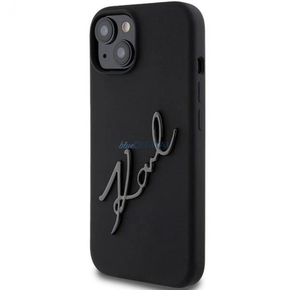 Husa Karl Script din silicon Karl Lagerfeld pentru iPhone 15 - neagra