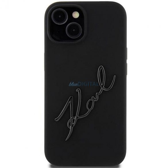 Husa Karl Script din silicon Karl Lagerfeld pentru iPhone 15 - neagra