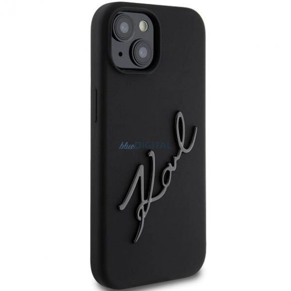 Husa Karl Script din silicon Karl Lagerfeld pentru iPhone 15 - neagra