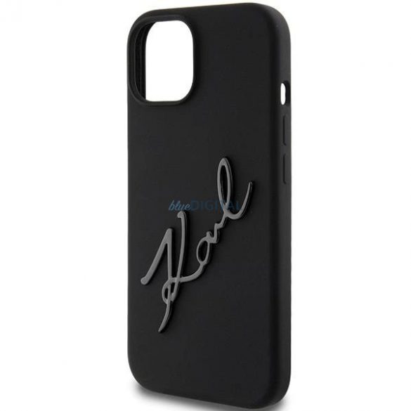 Husa Karl Script din silicon Karl Lagerfeld pentru iPhone 15 - neagra