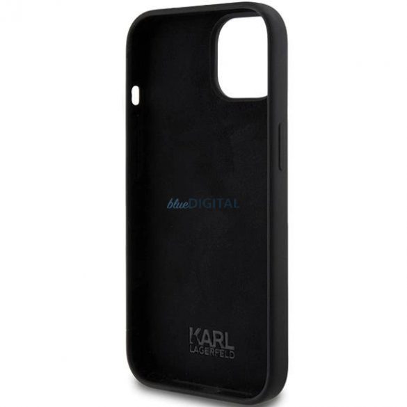 Husa Karl Script din silicon Karl Lagerfeld pentru iPhone 15 - neagra