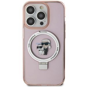 Karl Lagerfeld Ring Stand Karl&Choupette Husa MagSafe pentru iPhone 15 Plus - roz